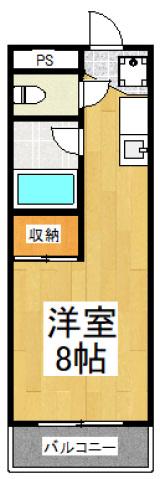 野崎ハイム(ワンルーム/1階)の間取り写真