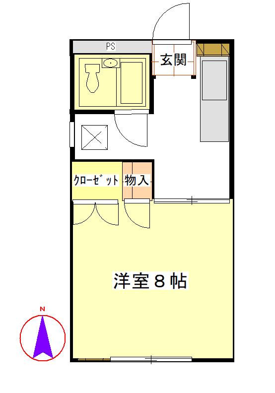キタイメナーB(1K/2階)の間取り写真