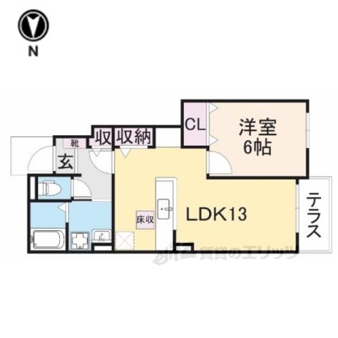 グランツオーベル正明寺2(1LDK/1階)の間取り写真