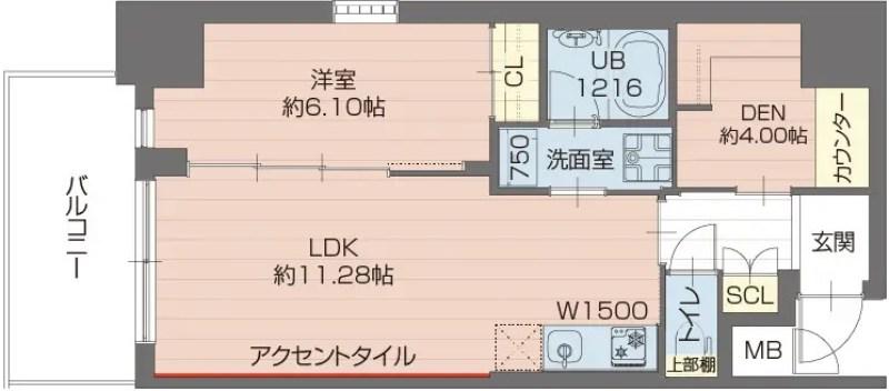 プレジオ神戸長田(1SLDK/9階)の間取り写真