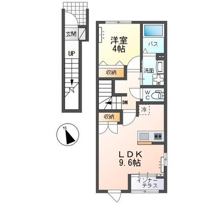 SOLATIO(1LDK/2階)の間取り写真