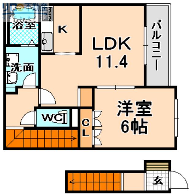フォンテ(1LDK/2階)の間取り写真