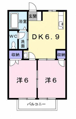 FIORI(2DK/1階)の間取り写真