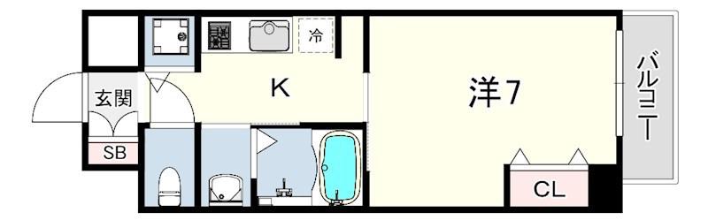 千葉・立花(1K/8階)の間取り写真