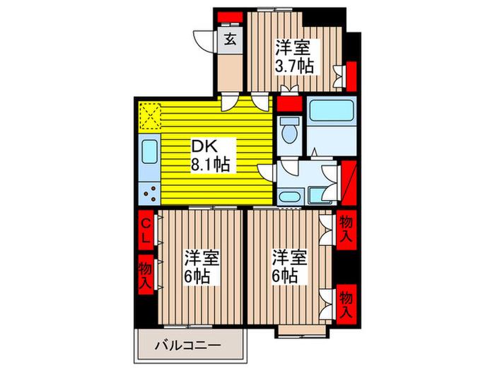 シンセリティハイツ(3DK/3階)の間取り写真
