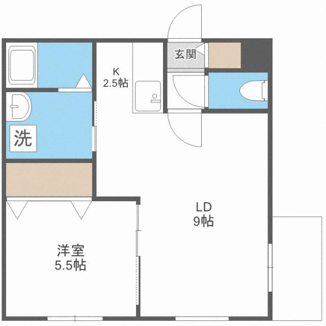 CALME令北8条 カルム令北8条(1LDK/4階)の間取り写真