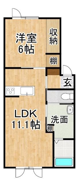 CASCADEI(1LDK/2階)の間取り写真