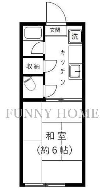 ベルハウス(1K/2階)の間取り写真