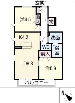 ラパージュ(2LDK/1階)の間取り写真