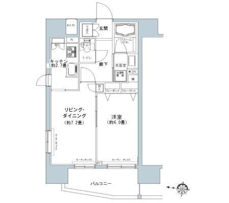 パークキューブ板橋本町(1LDK/13階)の間取り写真