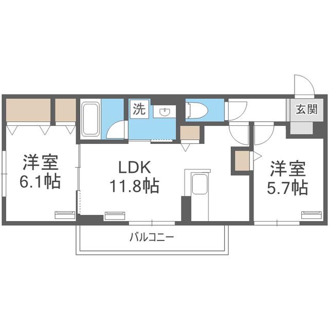 D-ROOM原町駅南(2LDK/3階)の間取り写真