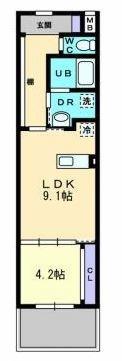 リンヒナーノH(1LDK/8階)の間取り写真