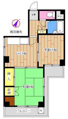 アダマス(2DK/8階)の間取り写真