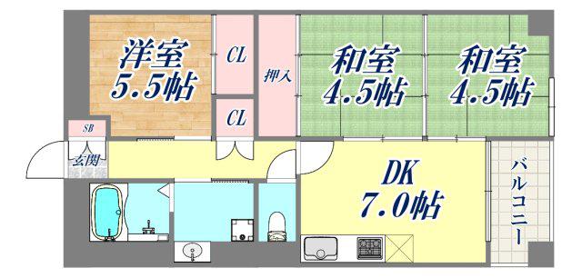 中山手コーポ(3DK/4階)の間取り写真
