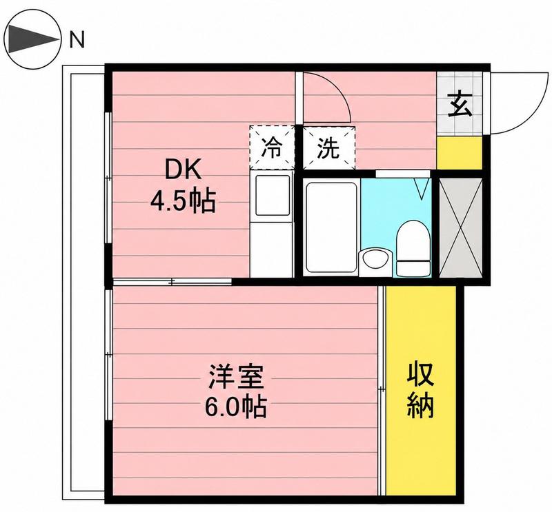 ノーベルコート立川(1DK/4階)の間取り写真