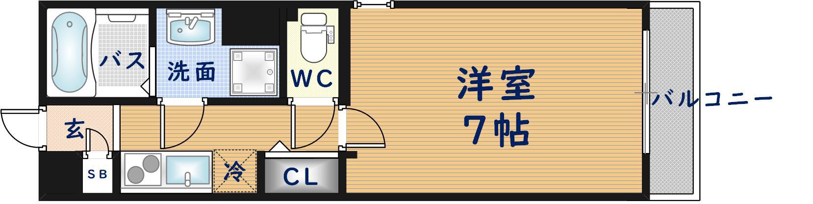 INOVE小若江(1K/2階)の間取り写真