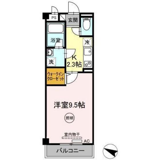 イミソーレ(1K/2階)の間取り写真