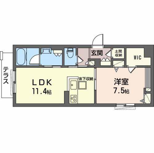 PINE TERRACE(1LDK/1階)の間取り写真