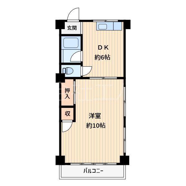 大辰マンション(1DK/5階)の間取り写真