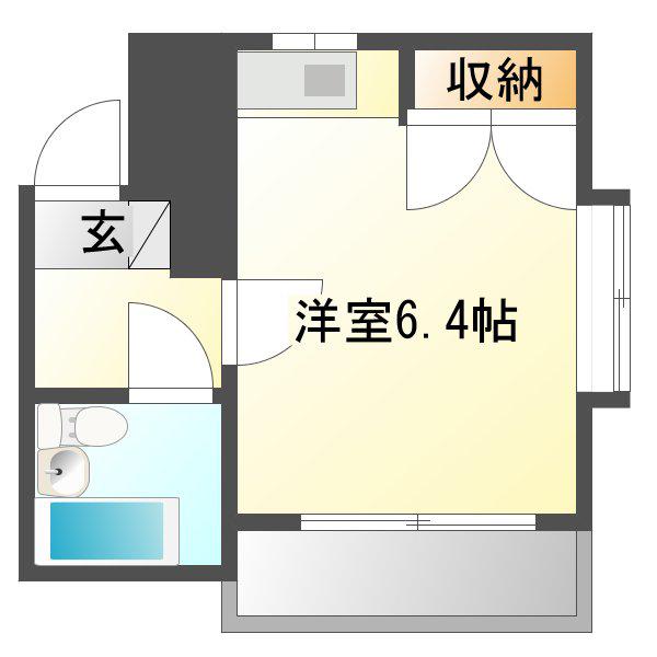 ルーム沢岻(ワンルーム/1階)の間取り写真