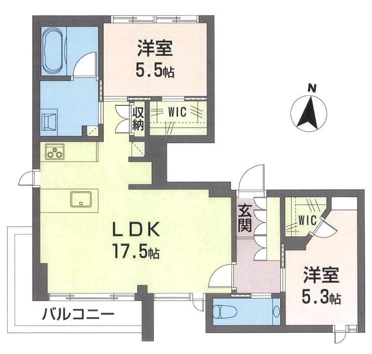 フロントマーレ(2LDK/2階)の間取り写真