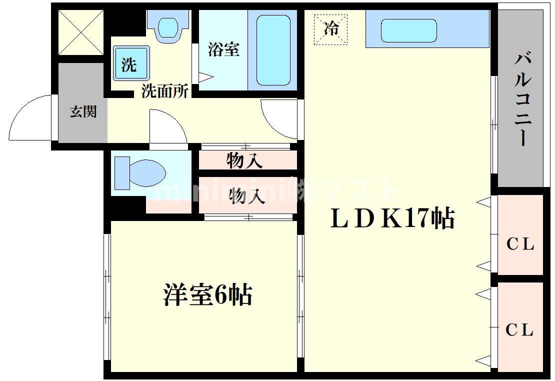 戎フルール谷九(1LDK/3階)の間取り写真