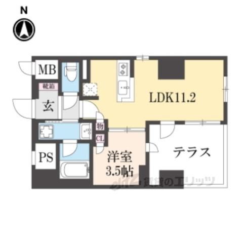 ローレルアイ京都四条大宮(1LDK/1階)の間取り写真