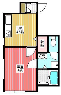 上石アパート(1DK/2階)の間取り写真