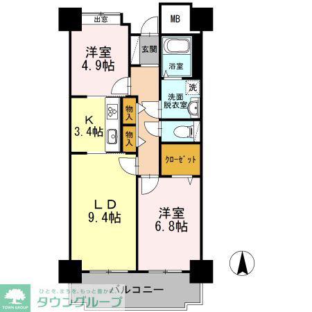品川シーサイドビュータワーI(2LDK/15階)の間取り写真