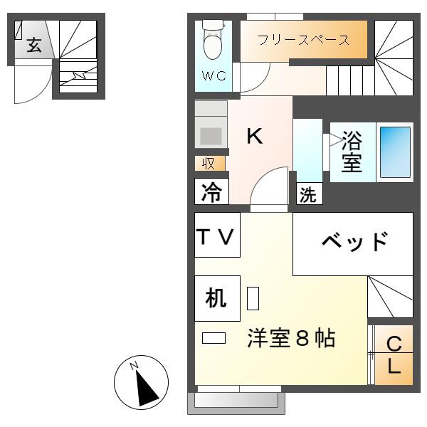 レオパレスくらち(1K/2階)の間取り写真
