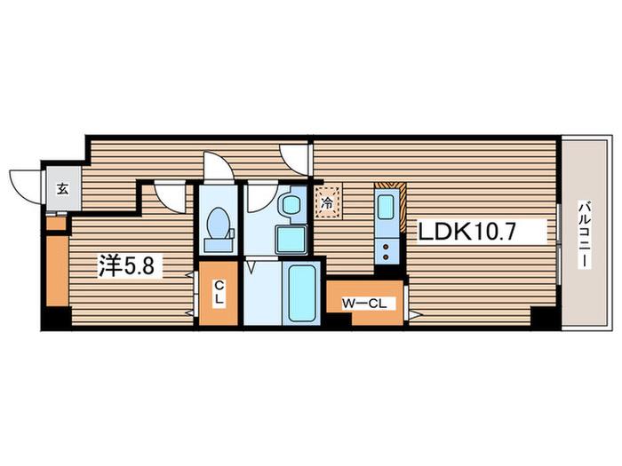 フェリシテ II(1LDK/3階)の間取り写真