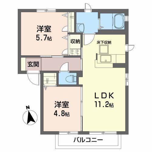 シャーメゾン安養寺(2LDK/1階)の間取り写真