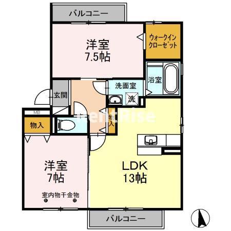シャルマン(2LDK/3階)の間取り写真