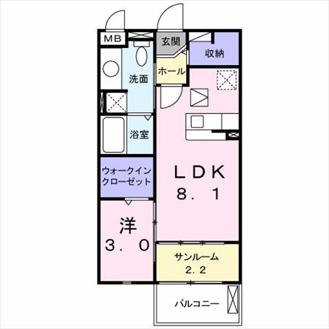 ルネ桜台(1LDK/1階)の間取り写真