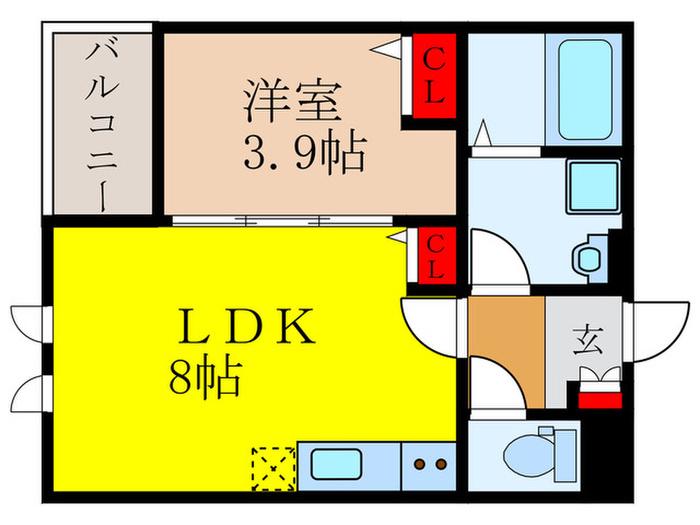 KIT石橋阪大前(1LDK/1階)の間取り写真