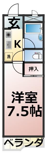 湯口マンション(1K/3階)の間取り写真