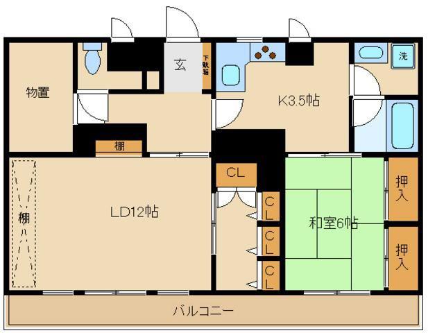 アーバン・ドヌール(1SLDK/2階)の間取り写真