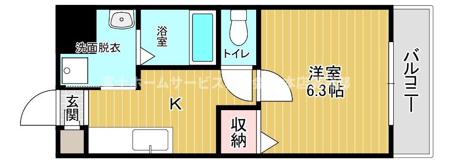 千葉・住吉(1K/4階)の間取り写真