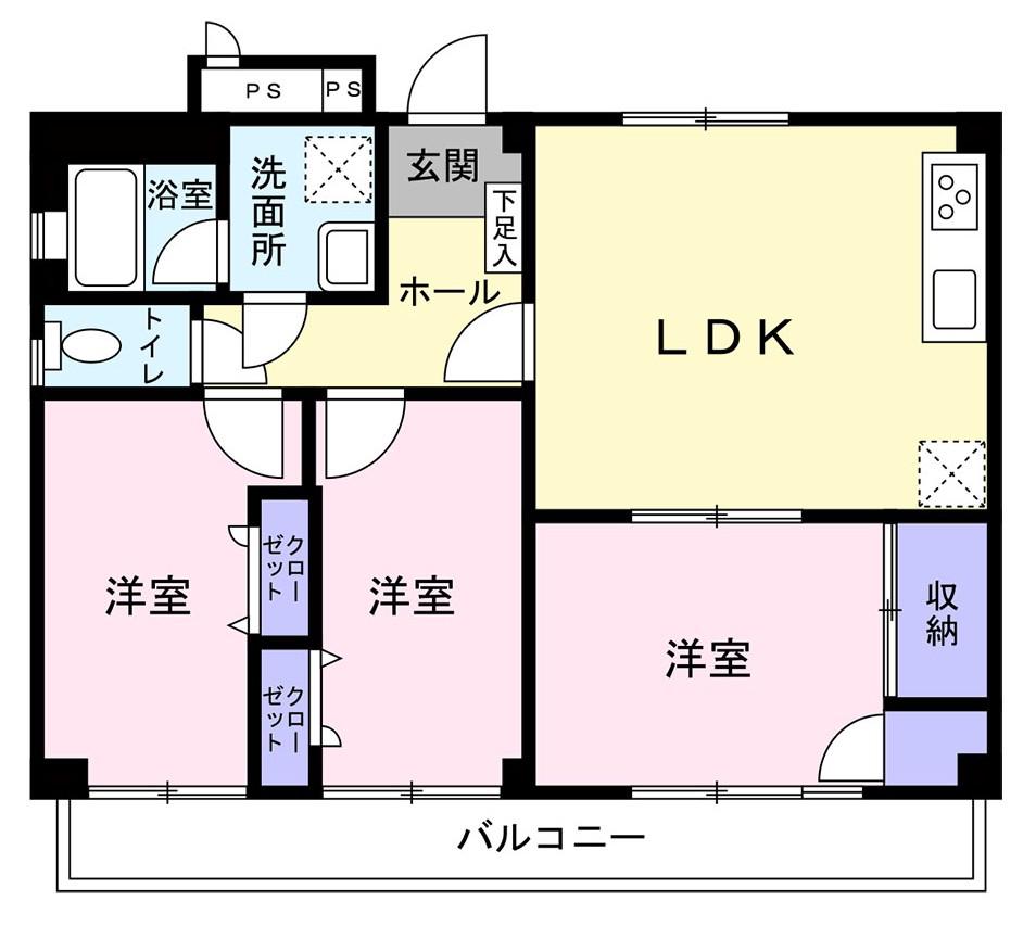 クレア都築(3LDK/2階)の間取り写真