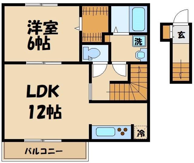 BERG SCHOKOLADE/ベルグショコラーデ(1LDK/2階)の間取り写真