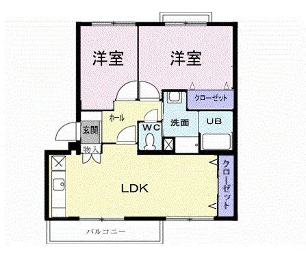 グリーンフィールズ(2LDK/2階)の間取り写真