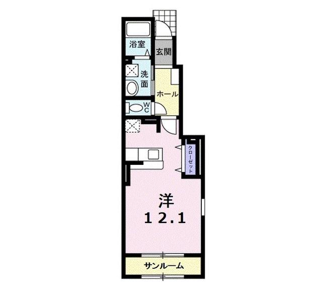 フォルトゥーナB(ワンルーム/1階)の間取り写真