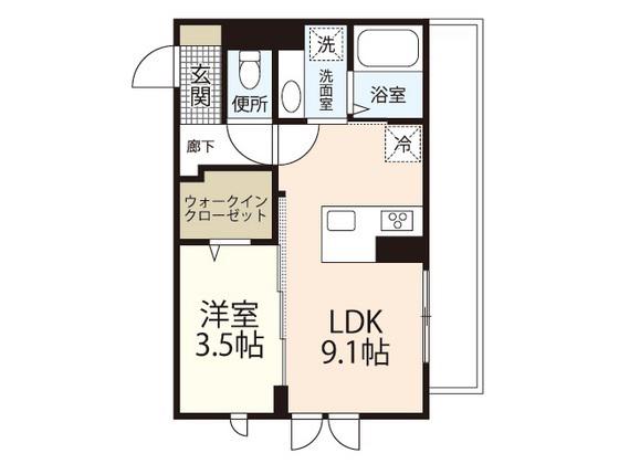 セントラルスクエア庚午(1LDK/1階)の間取り写真