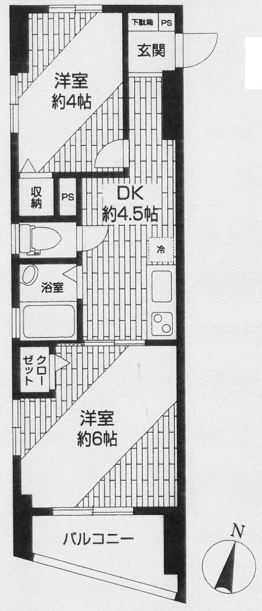 ゴールドハイツ豊玉(2DK/4階)の間取り写真