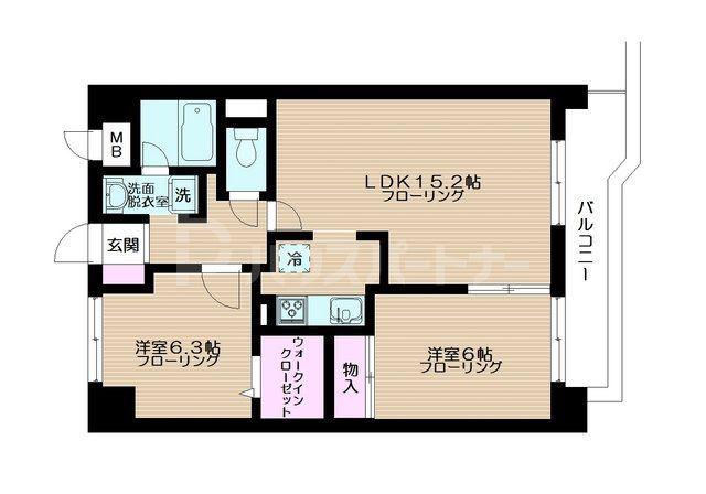 クレスト王子I(2LDK/9階)の間取り写真