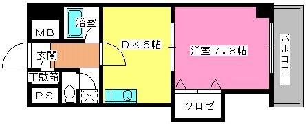 グランシャリオ竹下(1DK/3階)の間取り写真