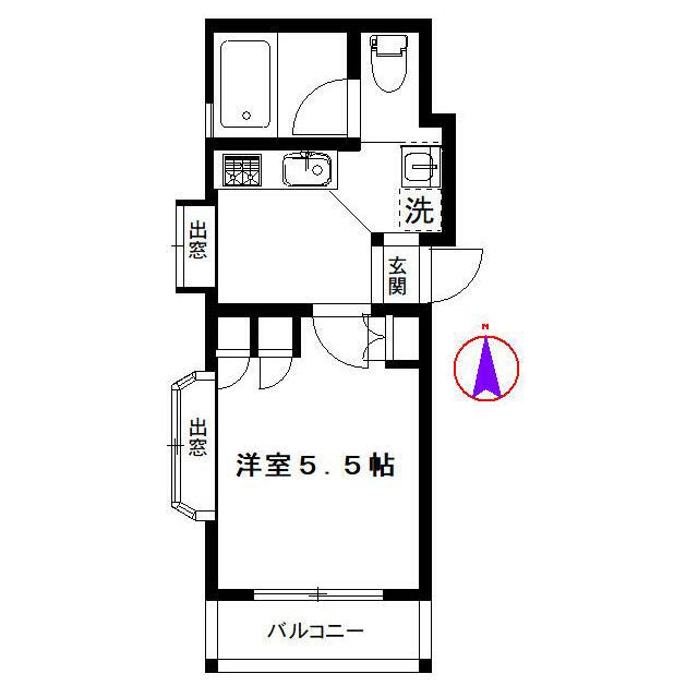 B・L・T SIX(1K/1階)の間取り写真