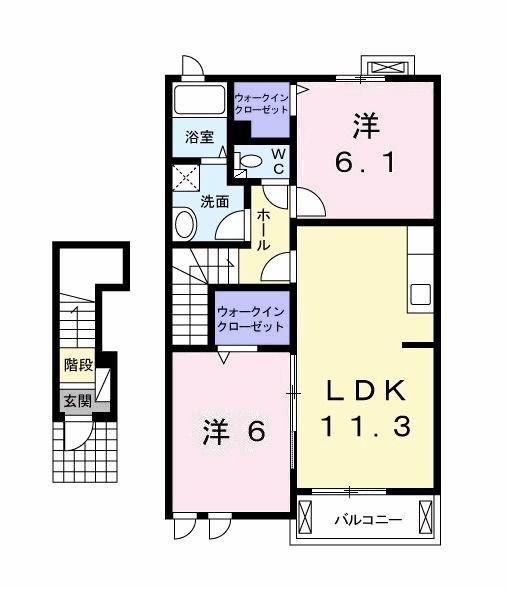 ツインパレス 和(2LDK/2階)の間取り写真
