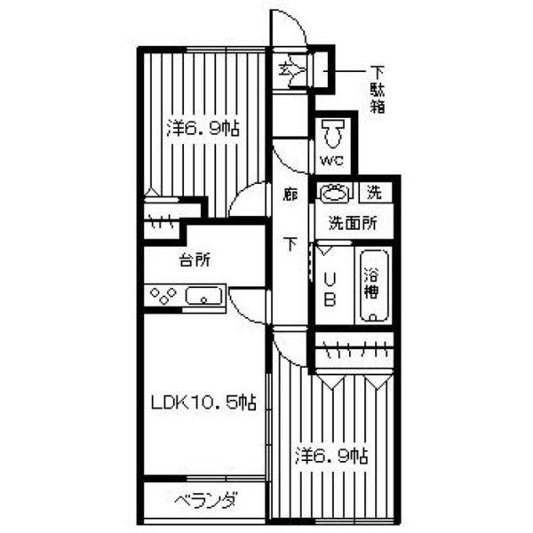 ダイチヒルズD&CI(2LDK/1階)の間取り写真