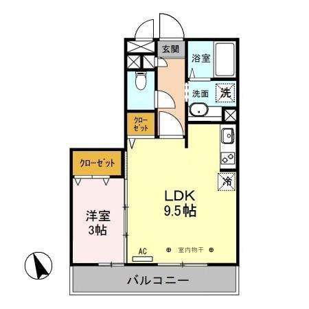 ティアラあづみ野(1LDK/3階)の間取り写真